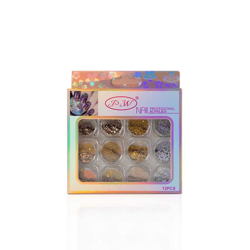ADORNO DE UÑAS CAJA ROSADA X12PZAS
