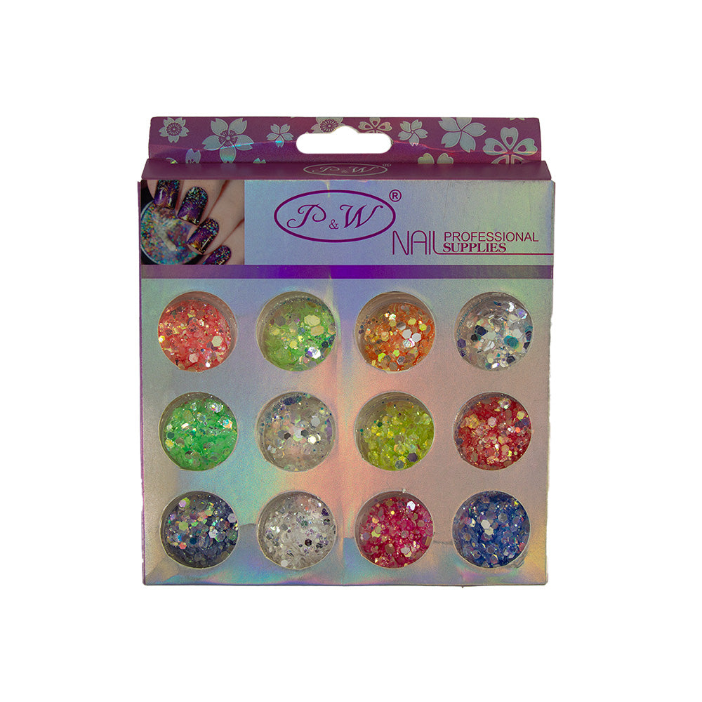 ADORNO DE UÑAS CAJA ROSADA X12PZAS