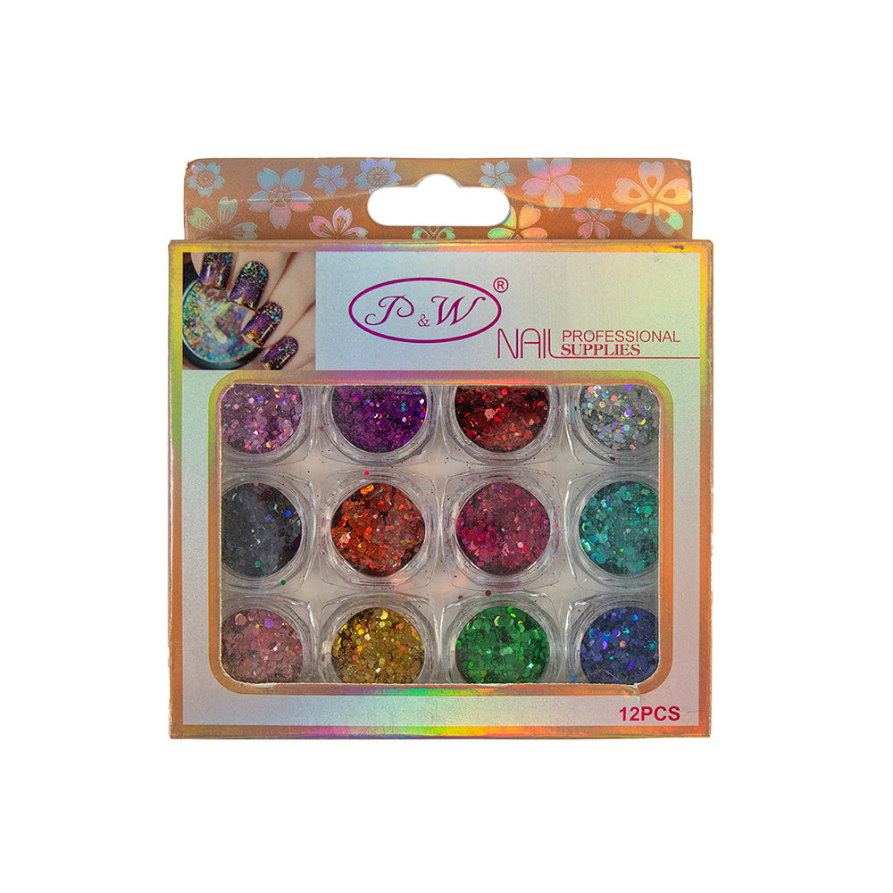 ADORNO DE UÑAS CAJA ROSADA X12PZAS