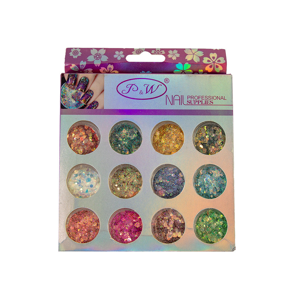 ADORNO DE UÑAS CAJA ROSADA X12PZAS