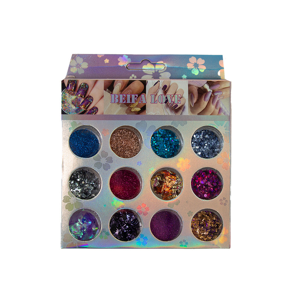 ADORNO DE UÑAS CAJA ROSADA X12PZAS