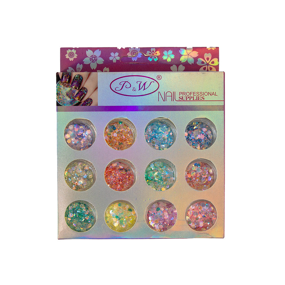 ADORNO DE UÑAS CAJA ROSADA X12PZAS