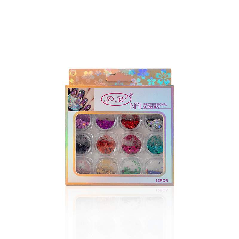 ADORNO DE UÑAS CAJA ROSADA X12PZAS