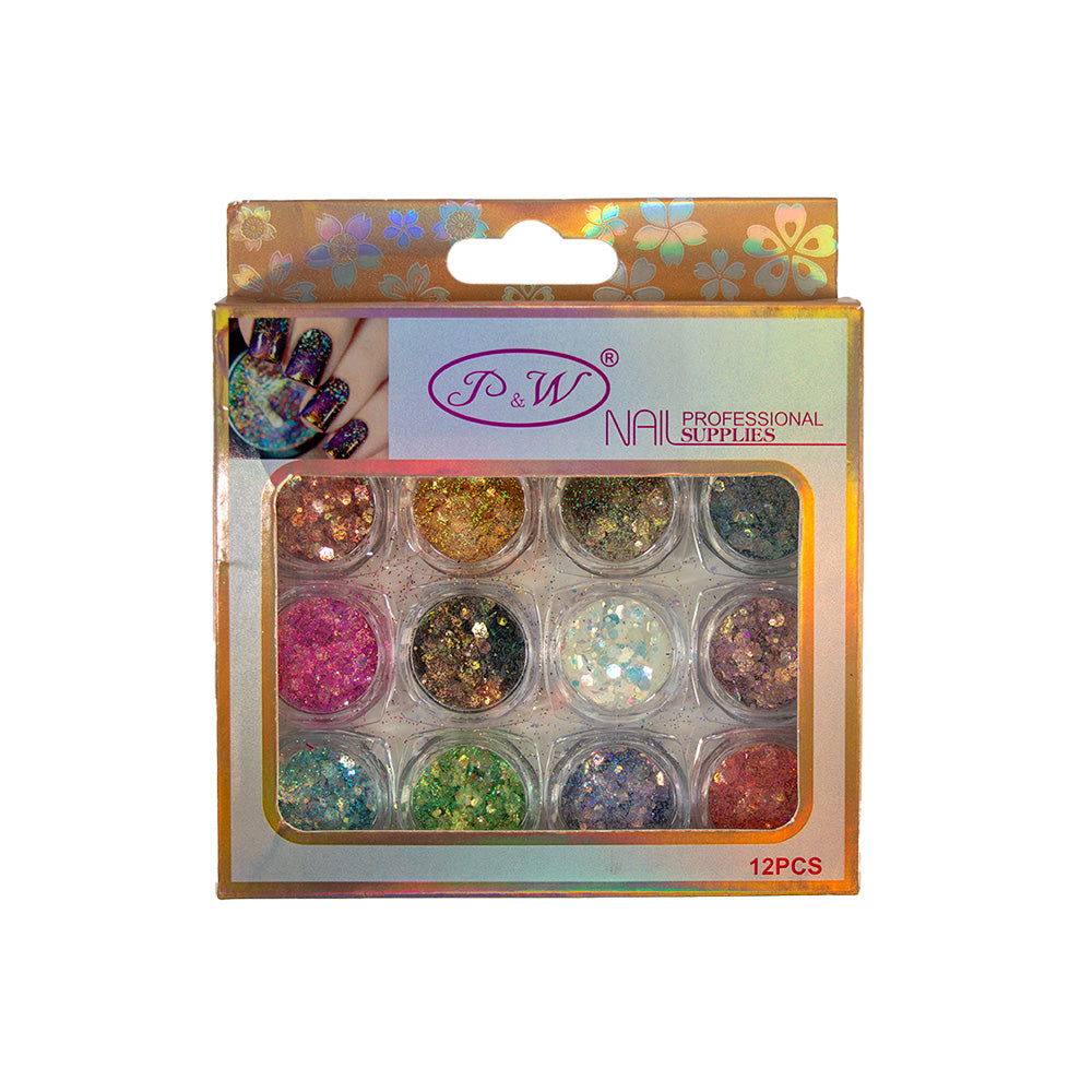 ADORNO DE UÑAS CAJA ROSADA X12PZAS