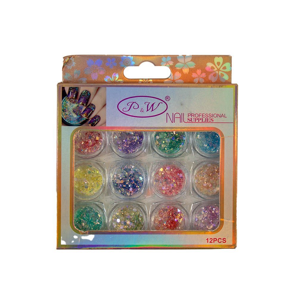 ADORNO DE UÑAS CAJA ROSADA X12PZAS