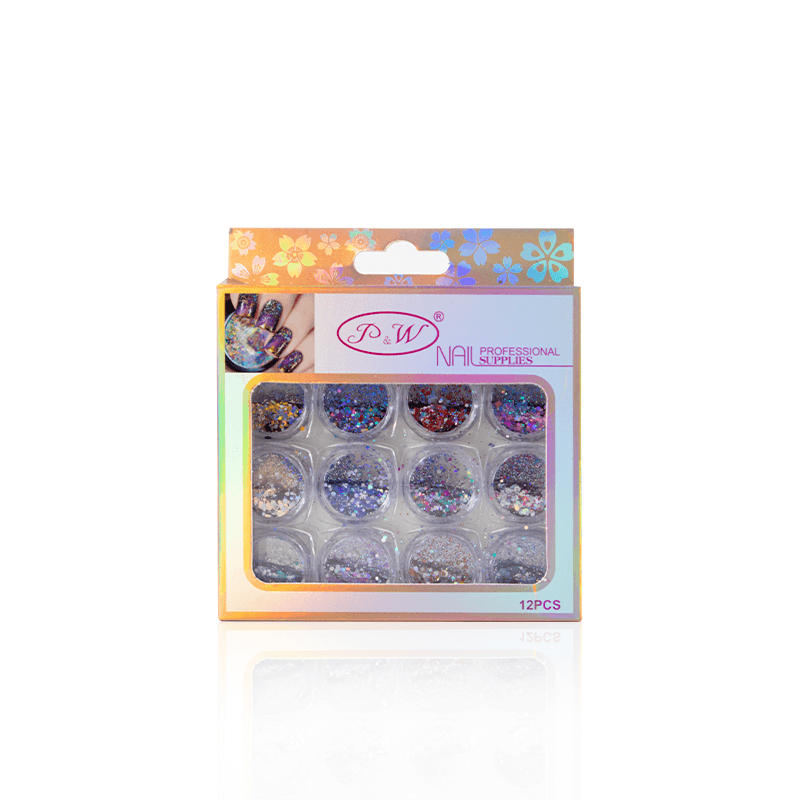 ADORNO DE UÑAS CAJA ROSADA X12PZAS