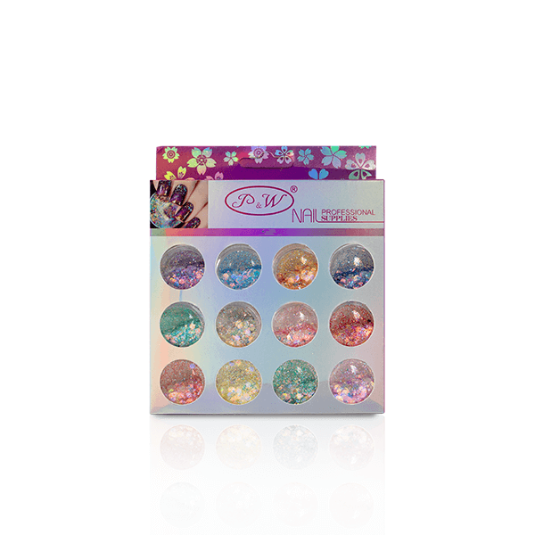ADORNO DE UÑAS CAJA ROSADA X12PZAS