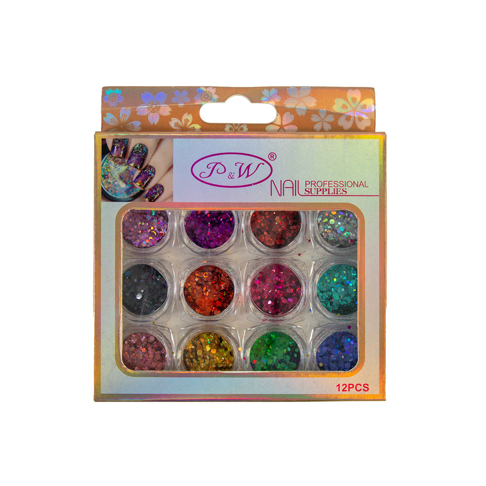 ADORNO DE UÑAS CAJA ROSADA X12PZAS