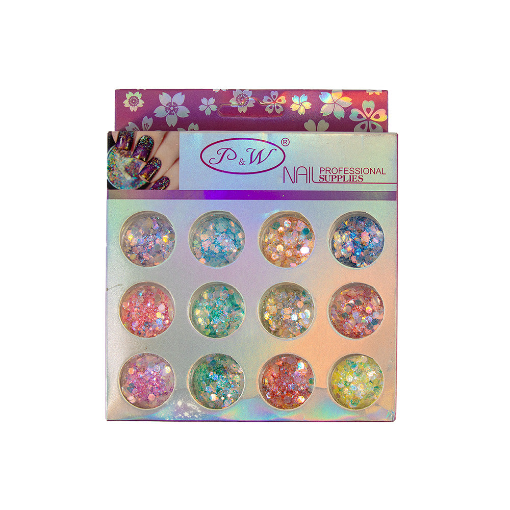 ADORNO DE UÑAS CAJA ROSADA X12PZAS