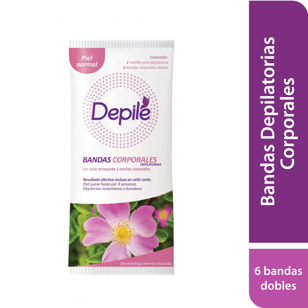 BANDA DEPILADORA DEPILE CORPORAL P/NORMAL ROSA MOSQUETA