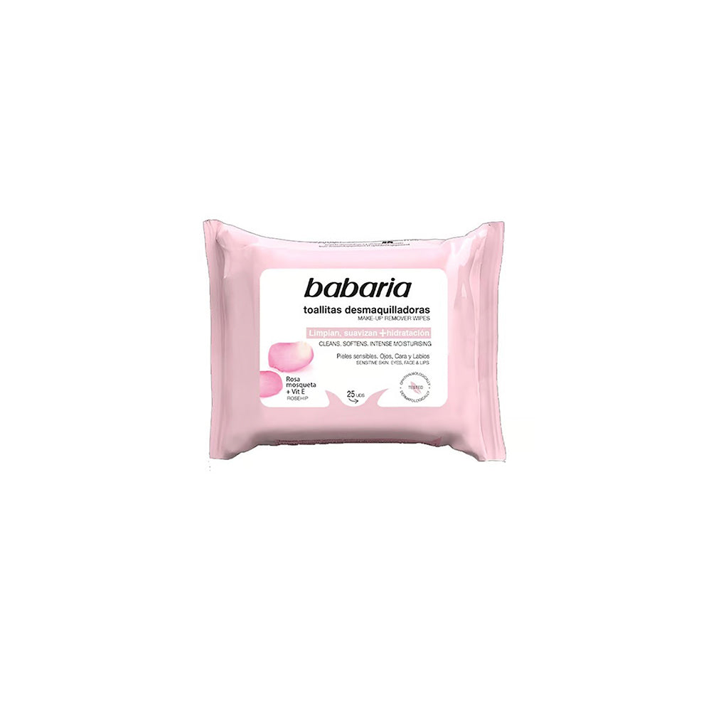 TOALLITAS DESMAQUILLANTES BABARIA  ROSA MOSQUETA