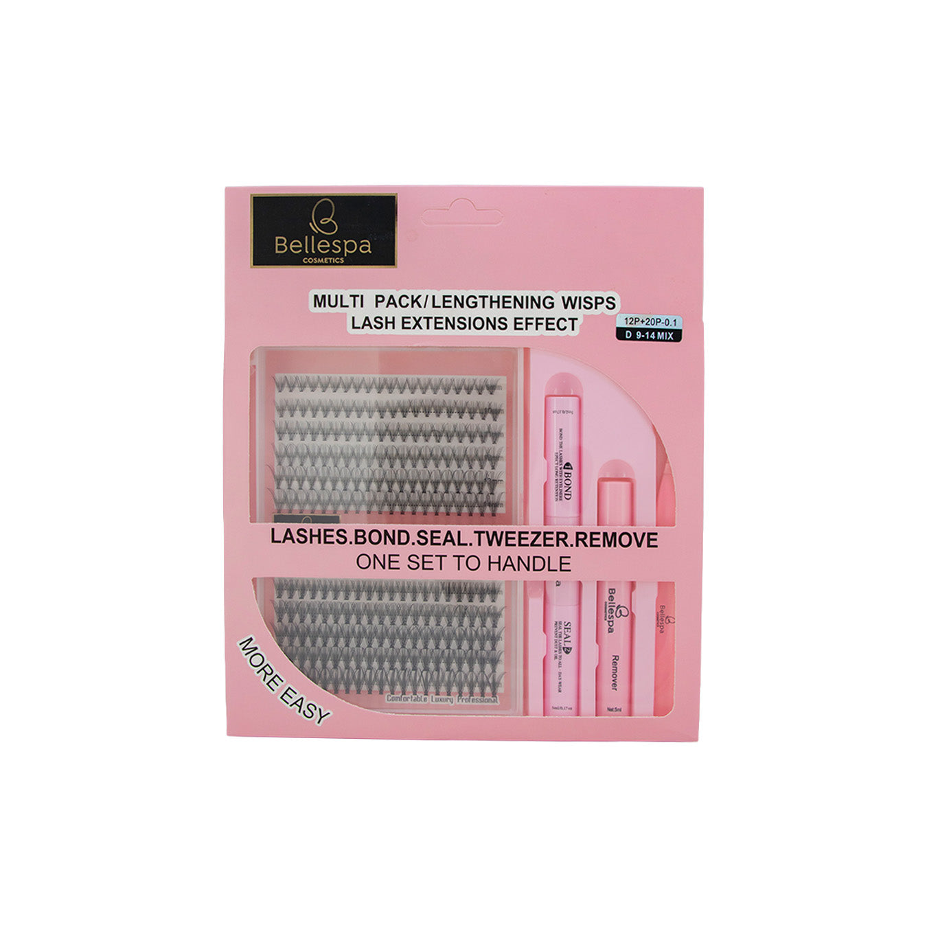 KIT PARA EXTENSIONES DE PESTAÑAS BELLESPA 12P+20P 4 EN 1