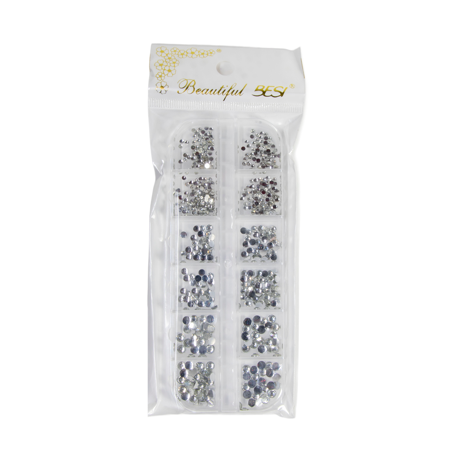 ADORNO DE UÑAS BESI PLATEADA X12PZAS