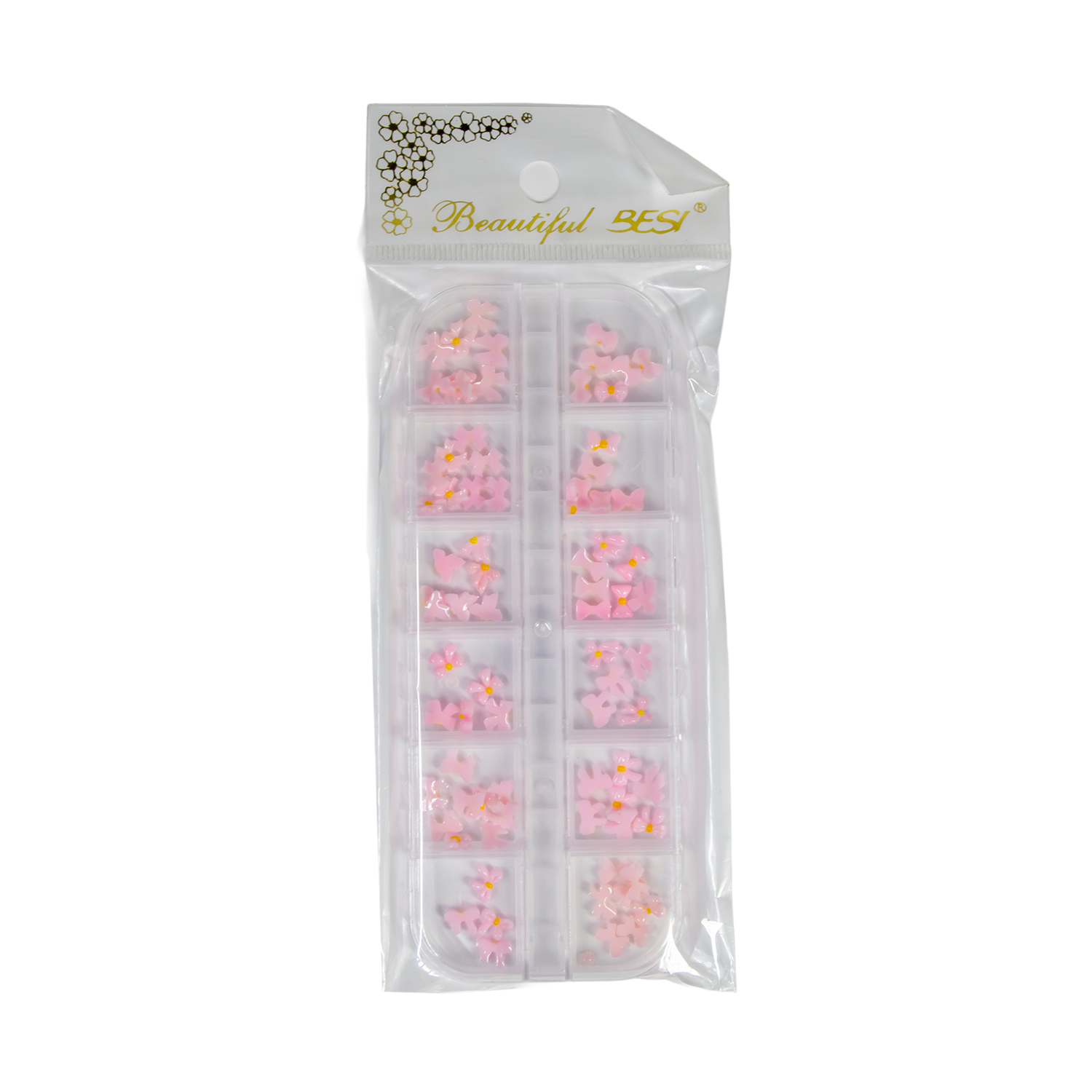 ADORNO DE UÑAS BESI LAZOS ROSADOS X12PZAS