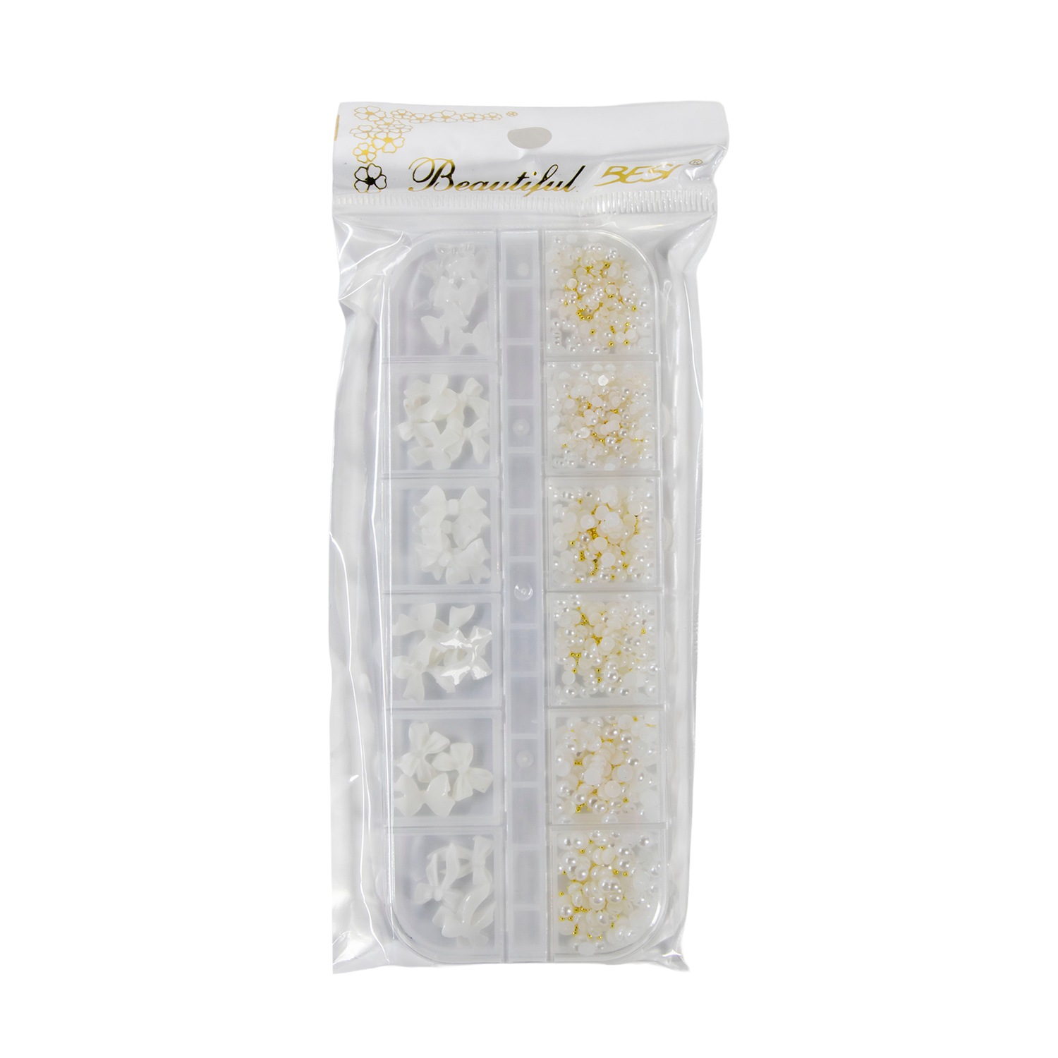 ADORNO DE UÑAS BESI PERLAS Y LAZOS X12PZAS