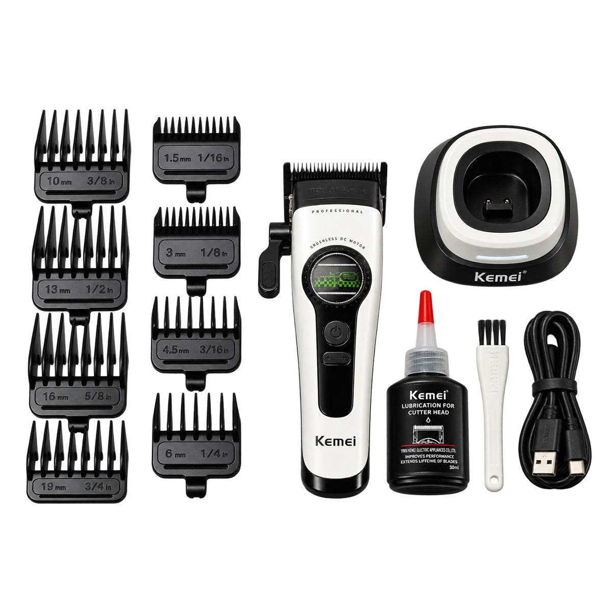 MAQUINA CLIPPER KEMEI BLANCA KM-1593+BASE DE CARGA