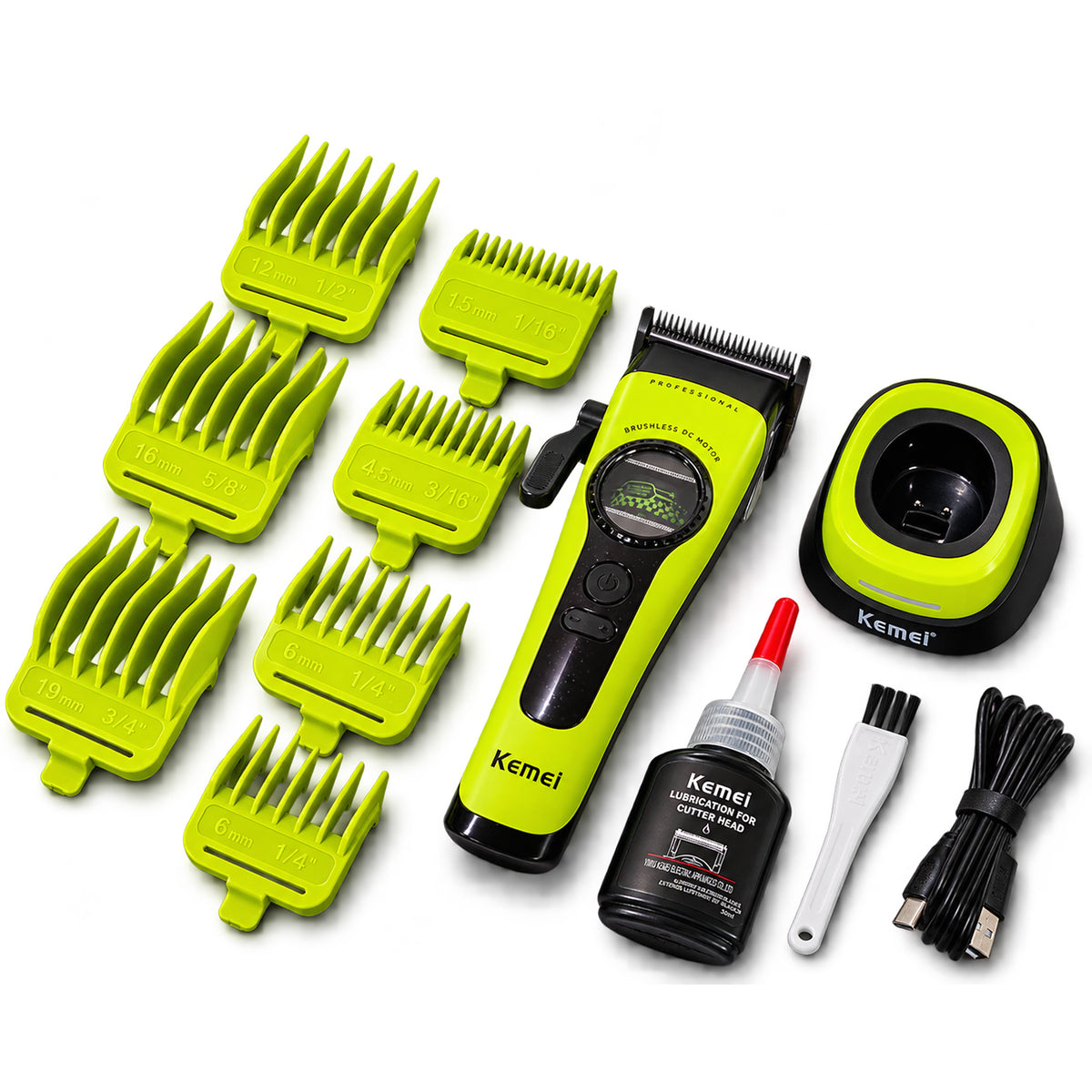 MAQUINA CLIPPER KEMEI VERDE KM-1593+BASE DE CARGA