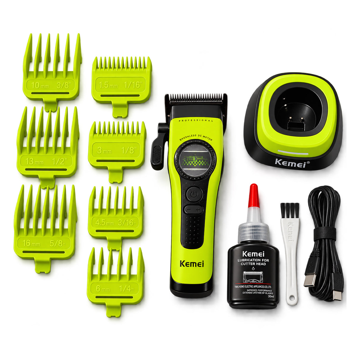 MAQUINA CLIPPER KEMEI VERDE KM-1593+BASE DE CARGA
