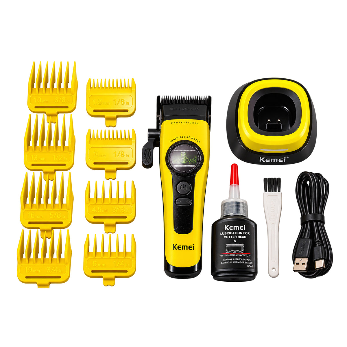 MAQUINA CLIPPER KEMEI AMARILLA KM-1593+BASE DE CARGA