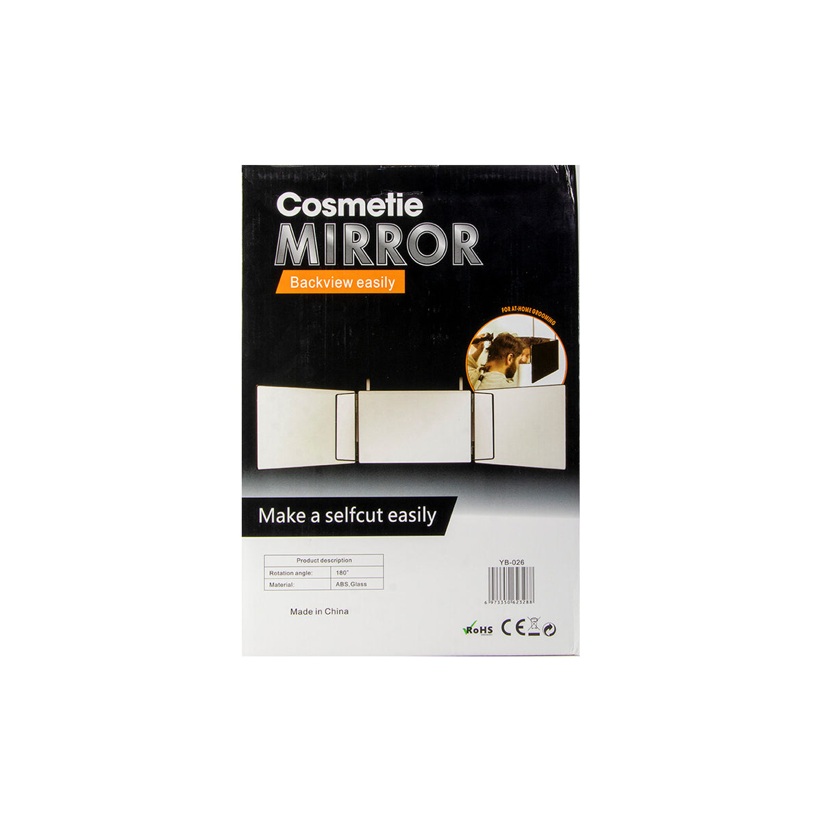 ESPEJO NEGRO RECTANGULAR TRES CUERPOS LUZ LED