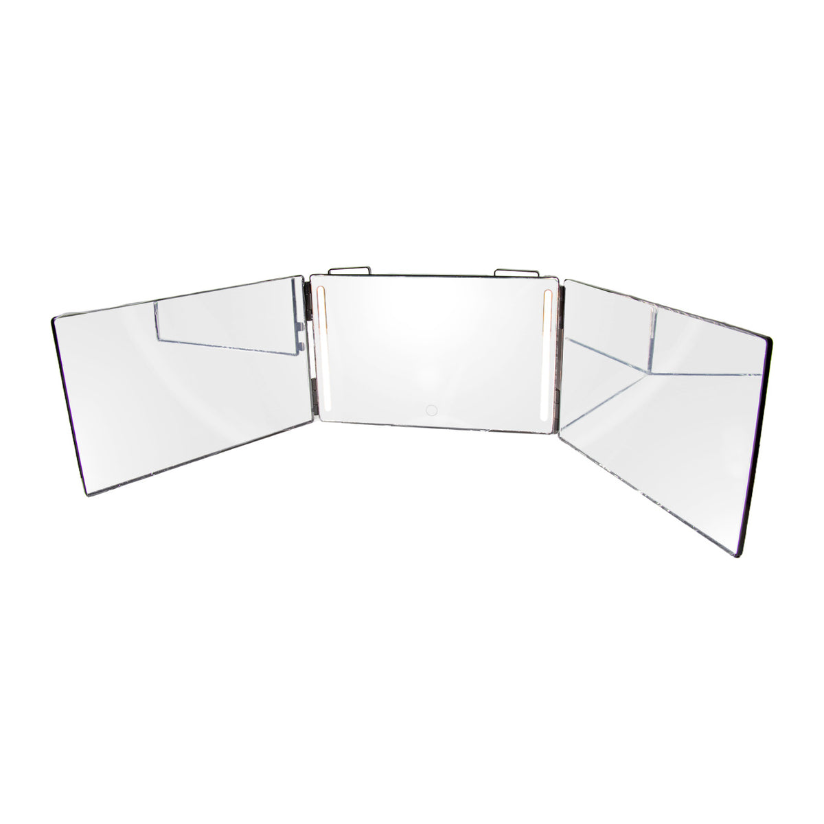 ESPEJO NEGRO RECTANGULAR TRES CUERPOS LUZ LED