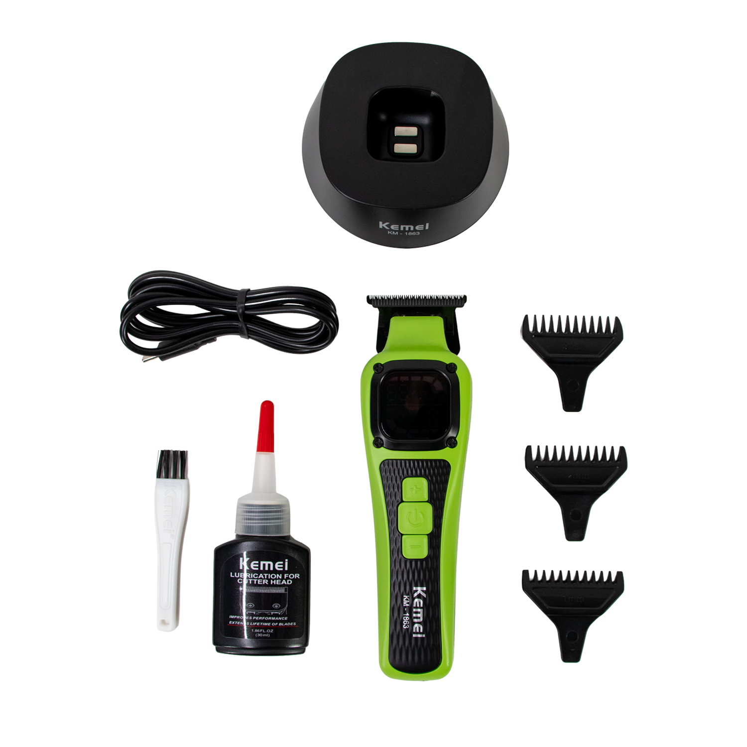 MAQUINA TRIMMER KEMEI VERDE KM-1863+BASE DE CARGA