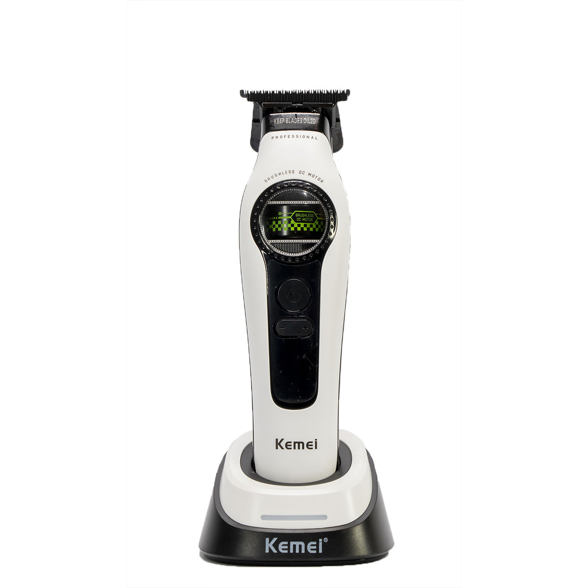 MAQUINA TRIMMER KEMEI BLANCA KM-1595+BASE DE CARGA