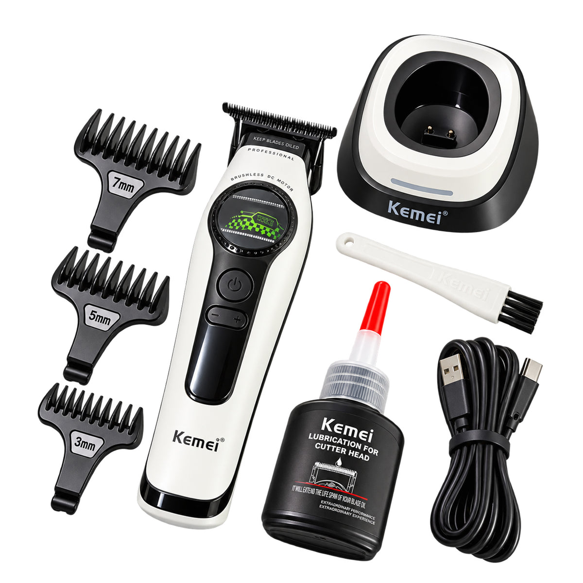 MAQUINA TRIMMER KEMEI BLANCA KM-1595+BASE DE CARGA