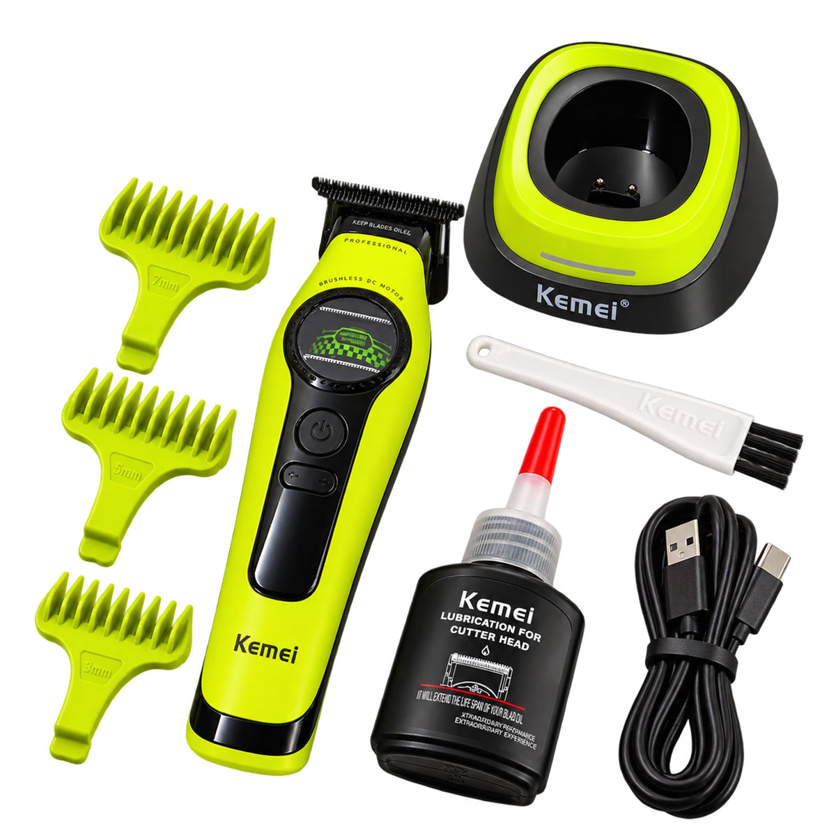 MAQUINA TRIMMER KEMEI VERDE KM-1595+BASE DE CARGA