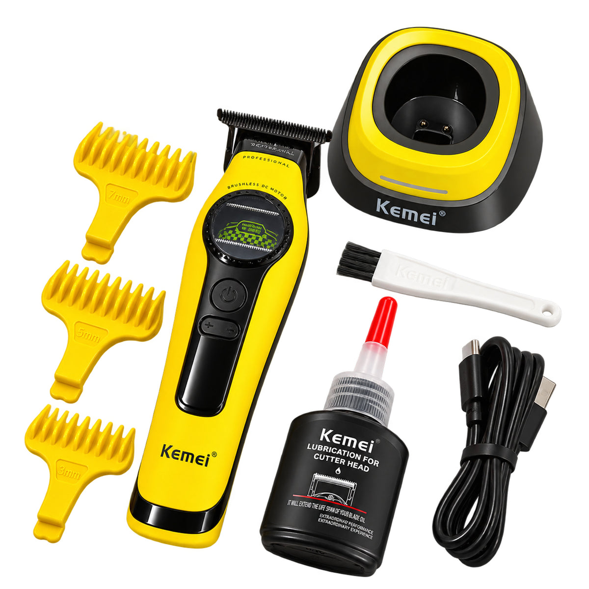 MAQUINA TRIMMER KEMEI AMARILLA KM-1595+BASE DE CARGA