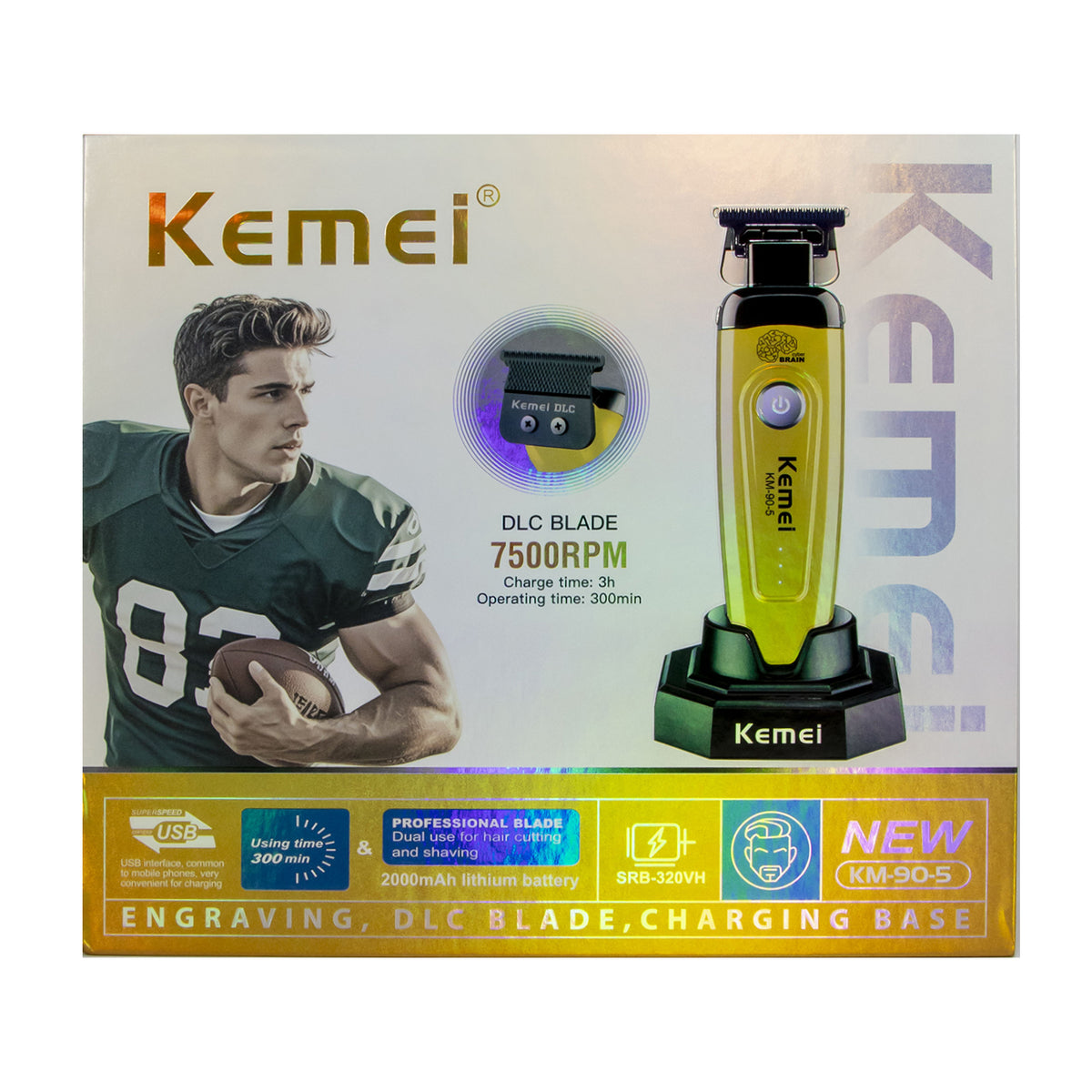 MAQUINA TRIMMER KEMEI DORADA KM-90-5