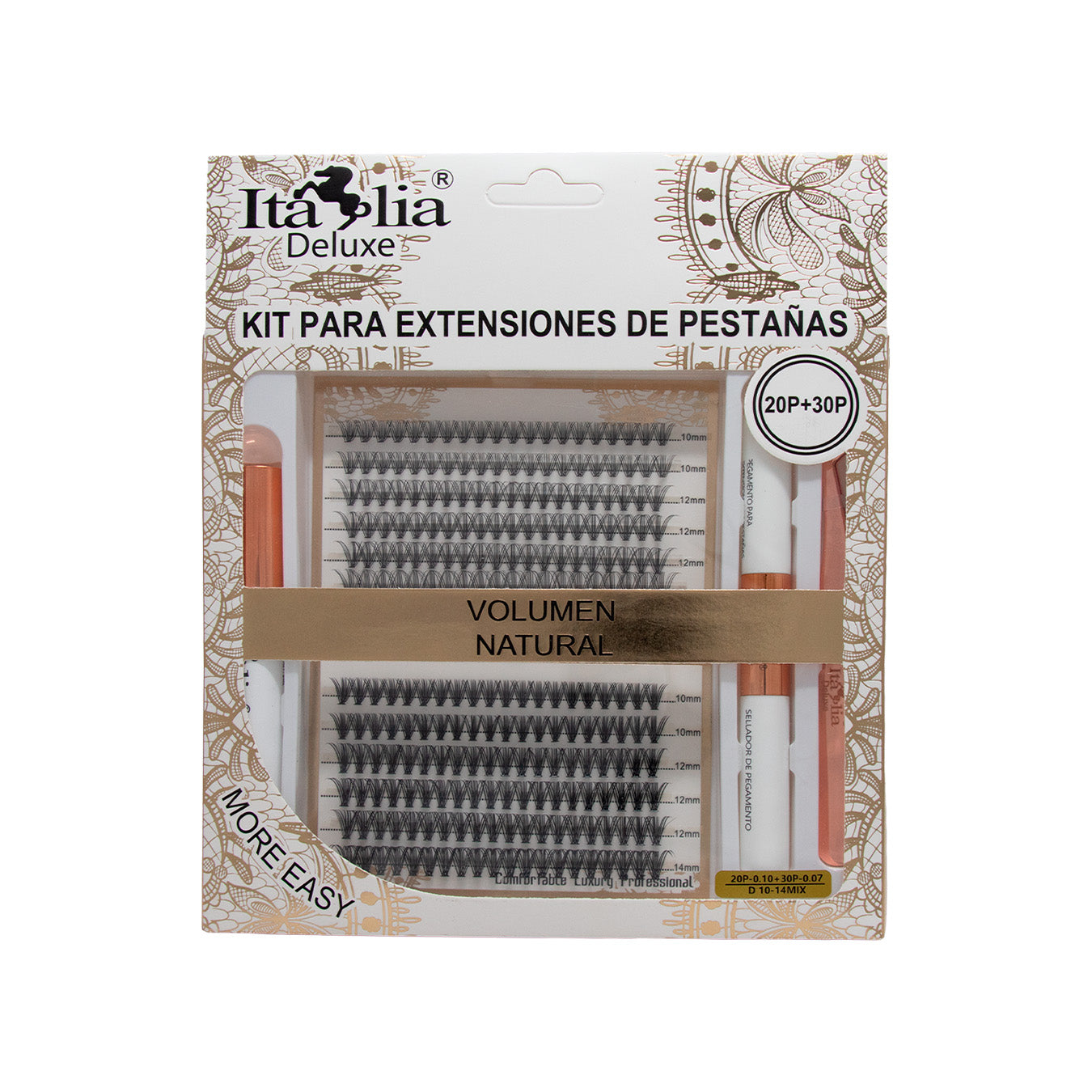 KIT PARA EXTENSION DE PESTAÑAS ITALIA 20P+30P 4EN1