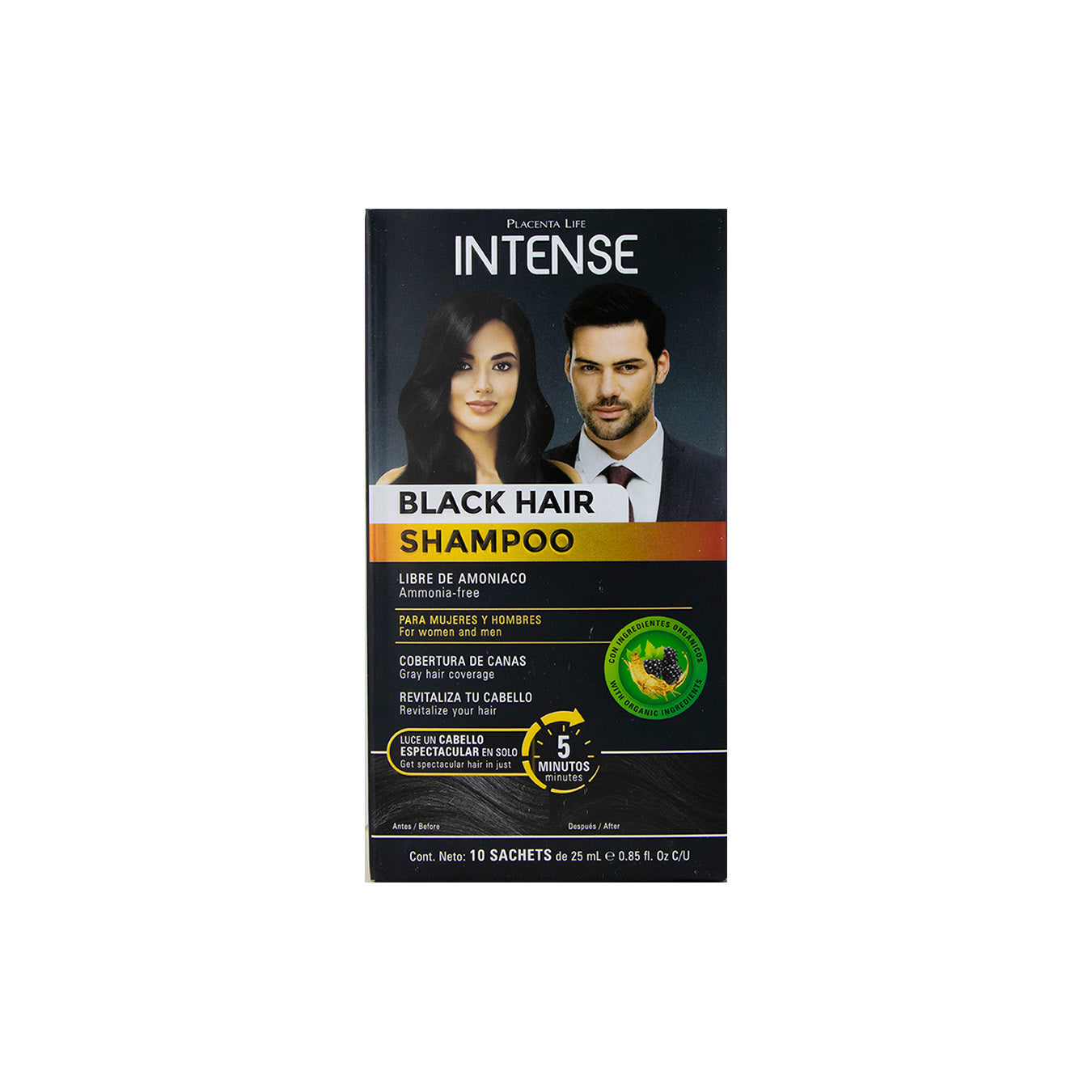 SHAMPOO COLORANTE PLACENTA LIFE INTENSE BLACK SACHET X25ML