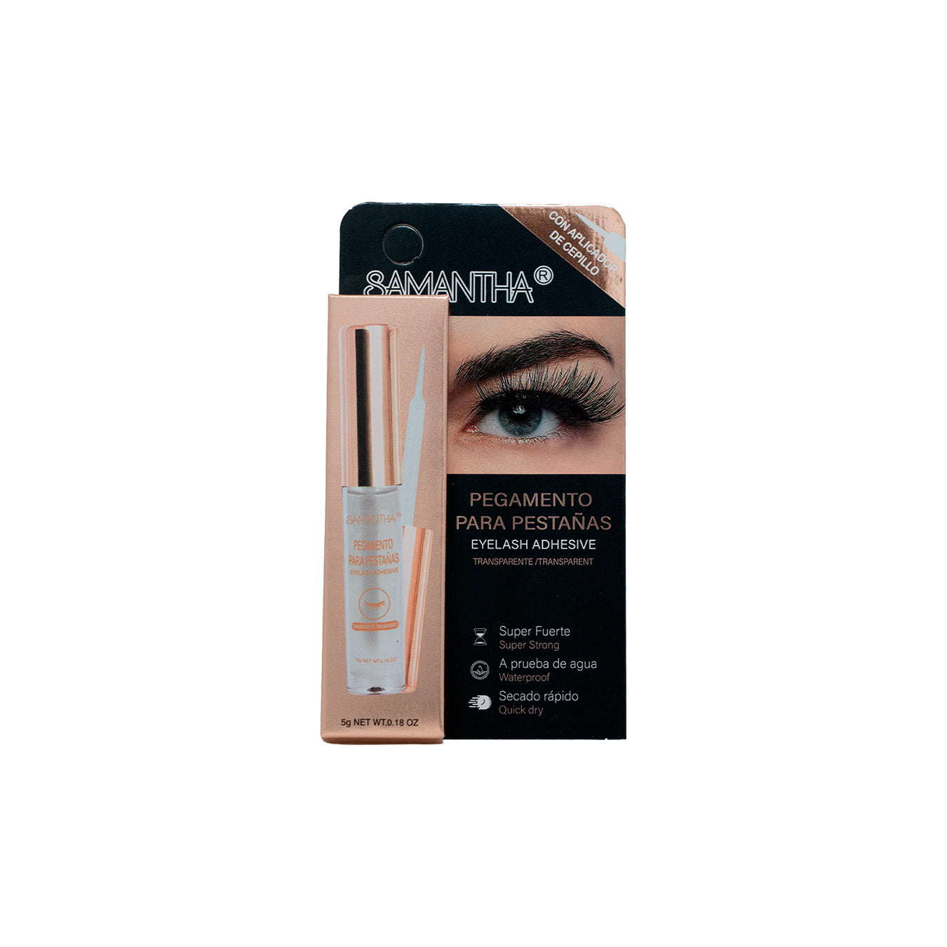 PEGAMENTO DE PESTAÑAS SAMANTHA TRANSPARENTE X5GR