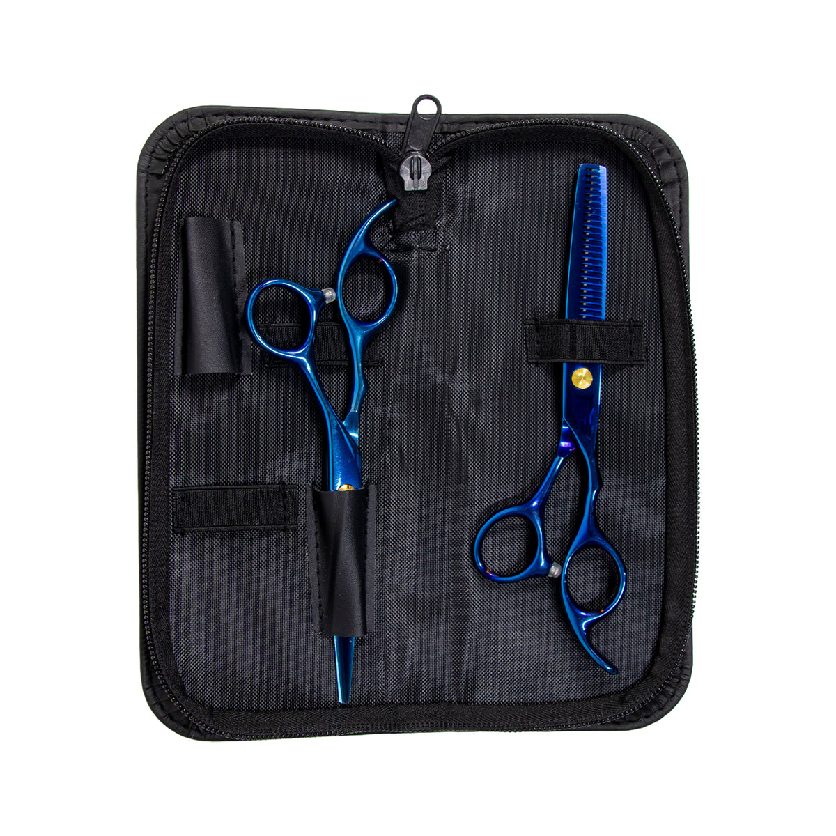 ESTUCHE DE TIJERAS AZULES FILO DULCE+PULIDORA