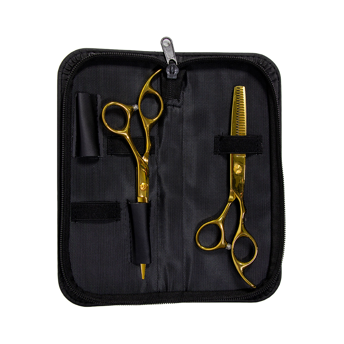 ESTUCHE DE TIJERAS DORADAS FILO DULCE+PULIDORA